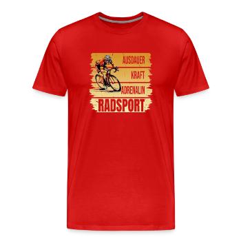 Ausdauer - Kraft - Adrenalin - Radsport - Männer Premium Bio T-Shirt - Rot - Vorne - Damien (186cm)
