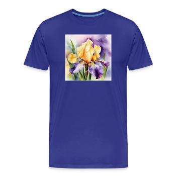 Iris iris violet orange | Conception à l’aquarelle - T-shirt bio Premium Homme - bleu roi - Devant - Damien (186cm)