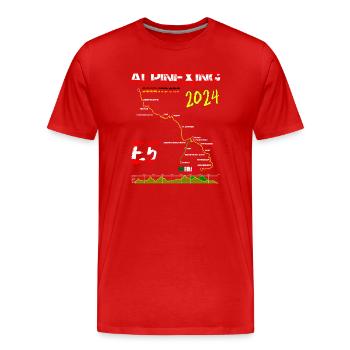 E5 Oberstdorf Meran 2024 - Männer Premium Bio T-Shirt - Rot - Vorne - Damien (186cm)