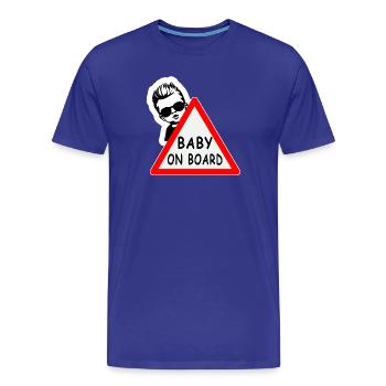 Autocollants de pare-chocs BABY ON BOARD - T-shirt bio Premium Homme - bleu roi - Devant - Damien (186cm)
