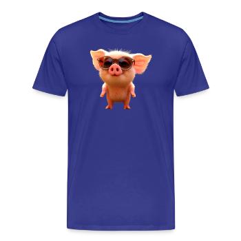 Cochon domestique Cochon Cochon Porcelet Cochon - T-shirt bio Premium Homme - bleu roi - Devant - Damien (186cm)