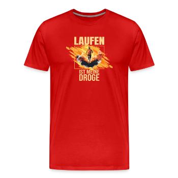 Laufen ist meine Droge - Männer Premium Bio T-Shirt - Rot - Vorne - Damien (186cm)