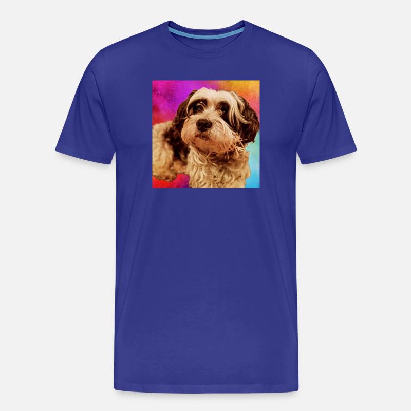 Hundeporträt mit buntem Hintergrund - Männer Premium Bio T-Shirt - Königsblau