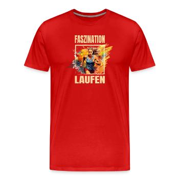 Faszination Laufen - Männer Premium Bio T-Shirt - Rot - Vorne - Damien (186cm)