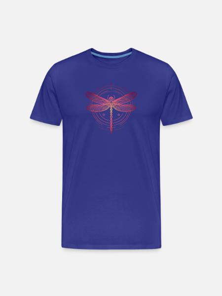 Dragonfly Spiral Patterns, Pink Gradient - Men's Premium Organic T-Shirt - royal blue