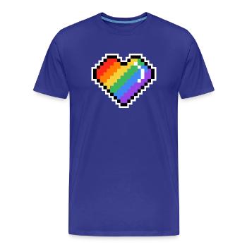 Cœur arc-en-ciel Pixel - T-shirt bio Premium Homme - bleu roi - Devant - Damien (186cm)