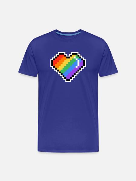 Pixel Rainbow Heart - Men's Premium Organic T-Shirt - royal blue