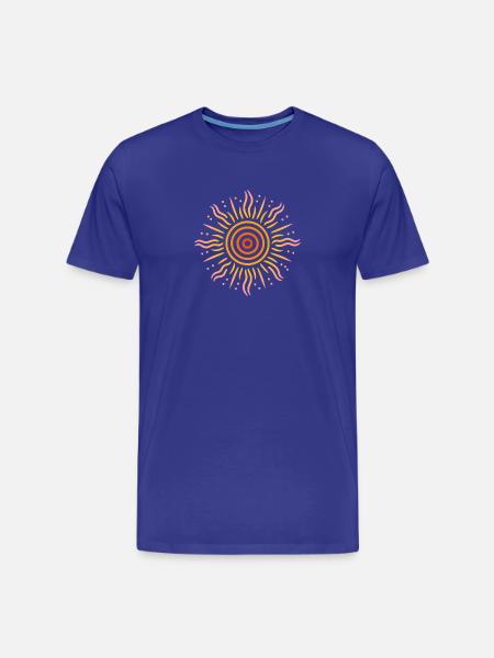 Sun Tribal Patterns Yellow Red Pink - Men's Premium Organic T-Shirt - royal blue