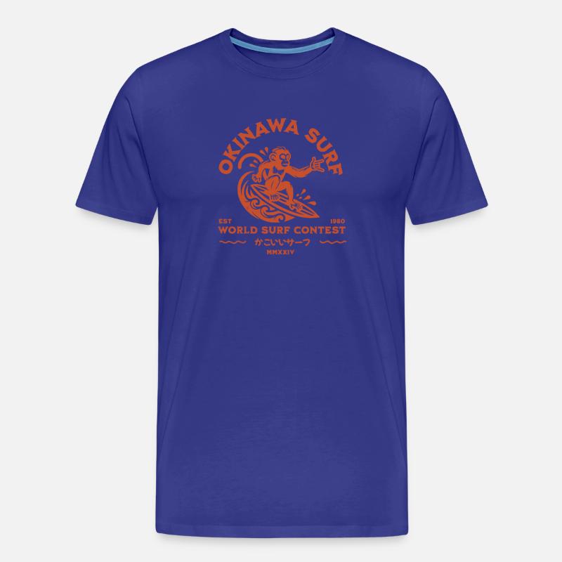 Okinawa Surf Monkey (kakoii surf) - Männer Premium Bio T-Shirt - Königsblau