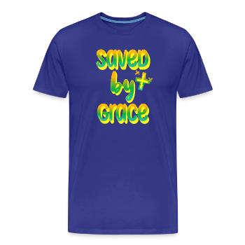 Lebensfrohe Botschaft im Regenbogen-Design - Männer Premium Bio T-Shirt - Königsblau - Vorne - Damien (186cm)