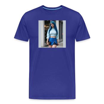 Blau mit femininem Stil - Männer Premium Bio T-Shirt - Königsblau - Vorne - Damien (186cm)