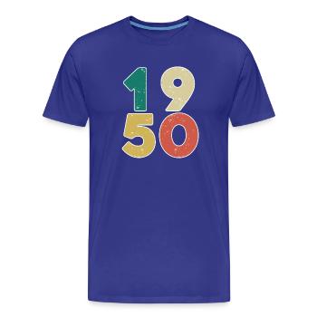 1950 - Né en 1950 - Construit en 1950 - T-shirt bio Premium Homme - bleu roi - Devant - Damien (186cm)