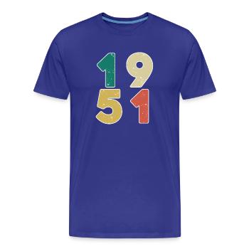 1951 - Jahrgang 1951 - Baujahr 1951 - Männer Premium Bio T-Shirt - Königsblau - Vorne - Damien (186cm)