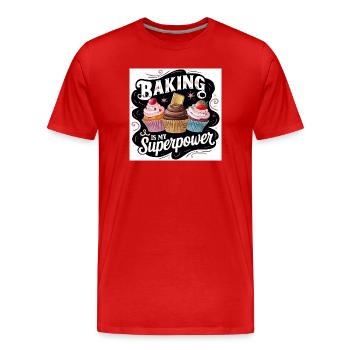 Bakering Superpower Design - Men's Premium Organic T-Shirt - red - Front - Damien (186cm)