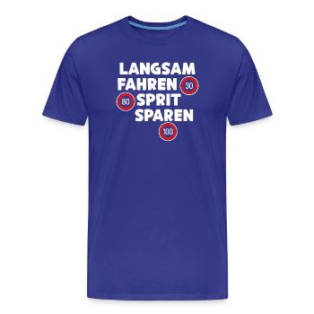 Déclaration de ravitaillement en énergie de la station-service Conduite d’électricité - T-shirt bio Premium Homme - bleu roi - Devant - Damien (186cm)