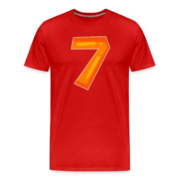 Zahl Sieben - Zahl 7 Nummer - Männer Premium Bio T-Shirt - Rot - Vorne - Damien (186cm)
