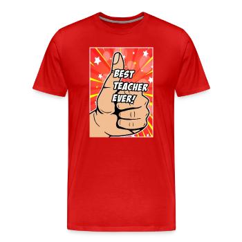 Bester Lehrer aller Zeiten - Männer Premium Bio T-Shirt - Rot - Vorne - Damien (186cm)