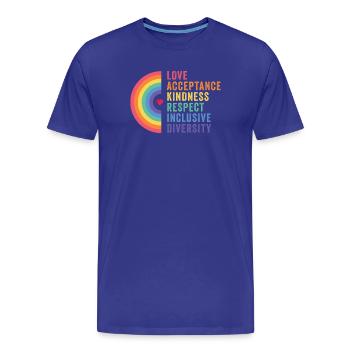 Mois de la fierté LGBT - Amour. Acceptation. Bonté - T-shirt bio Premium Homme - bleu roi - Devant - Damien (186cm)