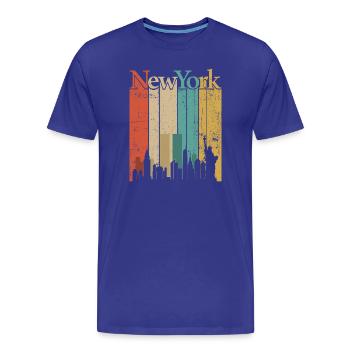 Rayures rétro New York Skyline - T-shirt bio Premium Homme - bleu roi - Devant - Damien (186cm)