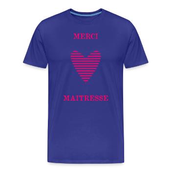 MERCI. MAÎTRESSE. MAÎTRE. MERCI MAÎTRESSE. MERCI. - T-shirt bio Premium Homme - bleu roi - Devant - Damien (186cm)