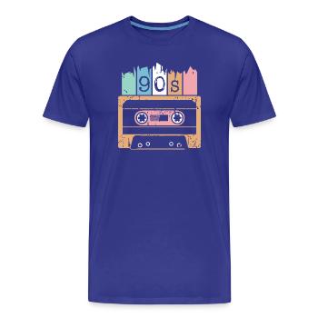 Kassette Musik 90s 1990er used look Klassiker Logo - Männer Premium Bio T-Shirt - Königsblau - Vorne - Damien (186cm)