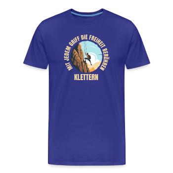 Mit jedem Griff die Freiheit berühren - Männer Premium Bio T-Shirt - Königsblau - Vorne - Damien (186cm)
