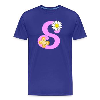 Lettre S - T-shirt bio Premium Homme - bleu roi - Devant - Damien (186cm)