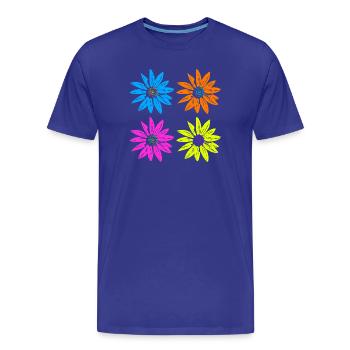 Pop Art Floral Quatre Couleurs - T-shirt bio Premium Homme - bleu roi - Devant - Damien (186cm)