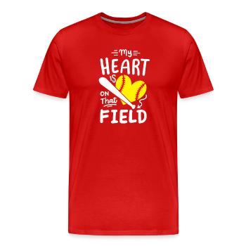 Softball Mama Papa - Männer Premium Bio T-Shirt - Rot - Vorne - Damien (186cm)