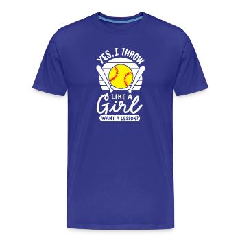 Softball Softball-Spieler - Männer Premium Bio T-Shirt - Königsblau - Vorne - Damien (186cm)