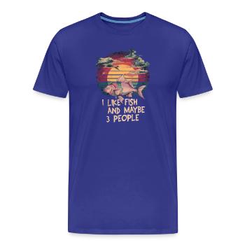Ich mag Fische & vielleicht 3 Menschen Einsiedler - Männer Premium Bio T-Shirt - Königsblau - Vorne - Damien (186cm)