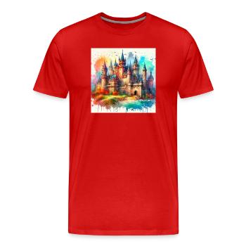 Medieval castle - Men's Premium Organic T-Shirt - red - Front - Damien (186cm)