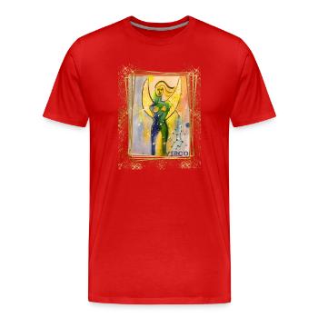 Déesse Vierge aux ailes mystiques - T-shirt bio Premium Homme - rouge - Devant - Damien (186cm)