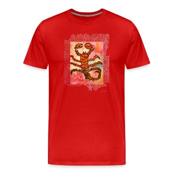 Scorpion astrologique à l’aquarelle artistique - T-shirt bio Premium Homme - rouge - Devant - Damien (186cm)