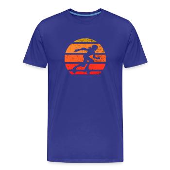Patineur à roulettes rétro Silhouette Sunset - T-shirt bio Premium Homme - bleu roi - Devant - Damien (186cm)