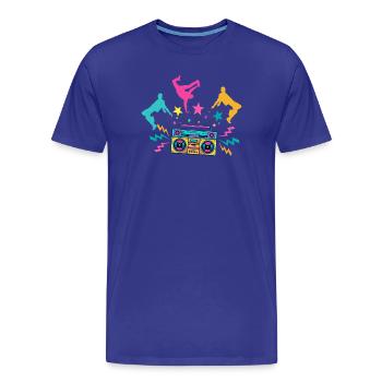 Boombox Neon Dancing Silhouettes - T-shirt bio Premium Homme - bleu roi - Devant - Damien (186cm)