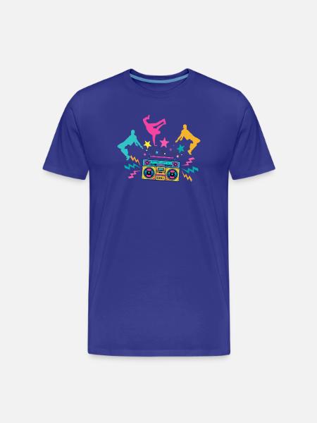 Boombox Neon Dancing Silhouettes - Men's Premium Organic T-Shirt - royal blue
