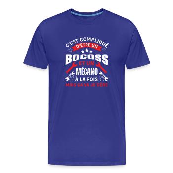 Pas facile d être un bogoss et mécanicien - T-shirt bio Premium Homme - bleu roi - Devant - Damien (186cm)