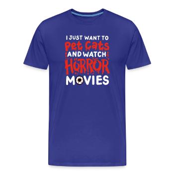 Horrorfilm und Katze - Männer Premium Bio T-Shirt - Königsblau - Vorne - Damien (186cm)