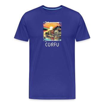 Design panoramique de Corfou, Grèce - T-shirt bio Premium Homme - bleu roi - Devant - Damien (186cm)