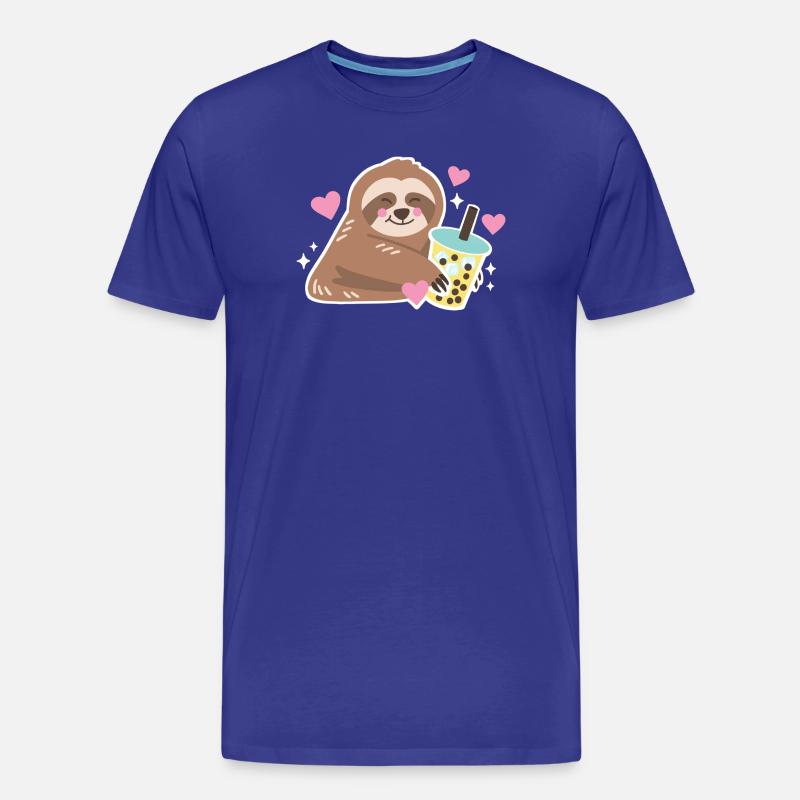Faultier Boba Bubble Tea - Männer Premium Bio T-Shirt - Königsblau