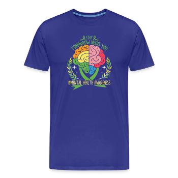 Un cerveau coloré pour la santé mentale - T-shirt bio Premium Homme - bleu roi - Devant - Damien (186cm)
