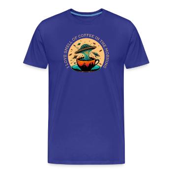 I Love Smell Of Coffee In The Morning - Men's Premium Organic T-Shirt - royal blue - Front - Damien (186cm)