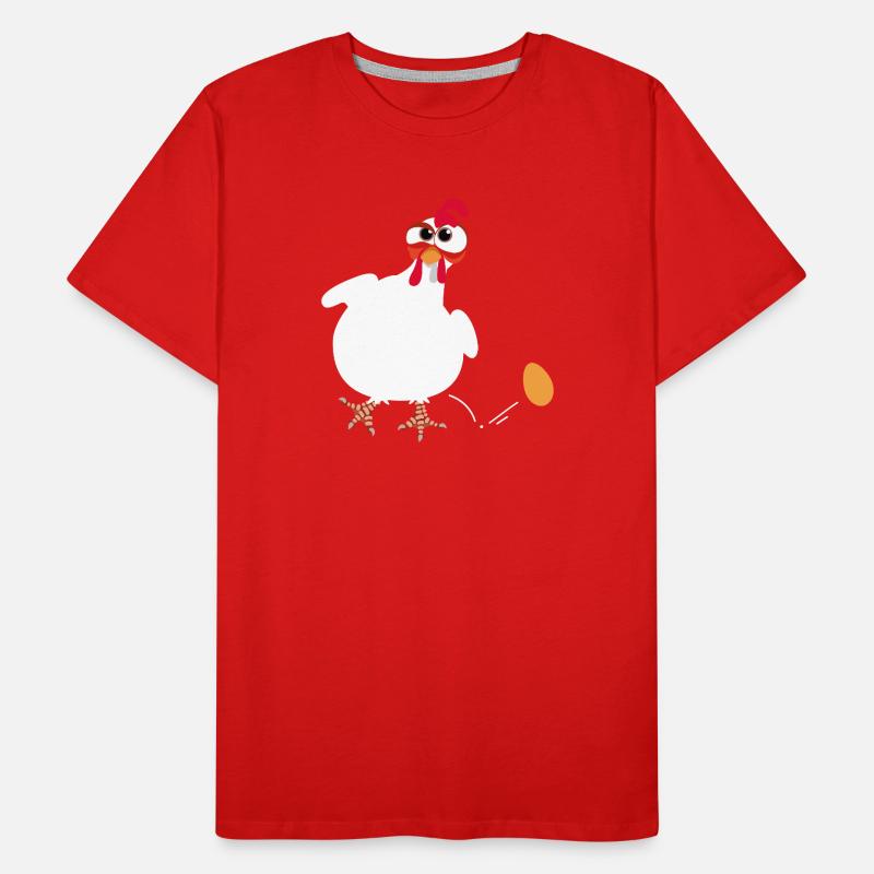 White hen lays an egg funny comic drawing Men's Premium Organic T-Shirt