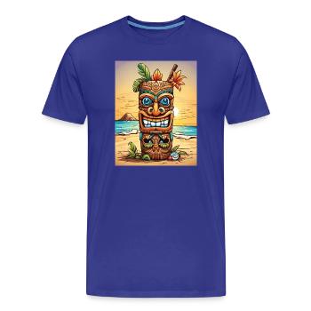 Tiki Statue - T-shirt bio Premium Homme - bleu roi - Devant - Damien (186cm)