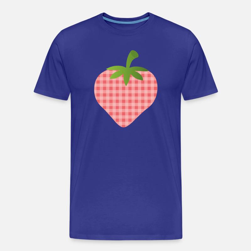Erdbeere mit Karomuster - personalisierbar - Männer Premium Bio T-Shirt - Königsblau