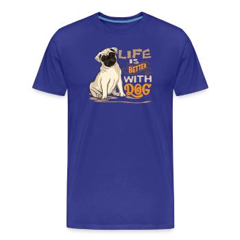 Das Leben ist schöner mit einem Hund - Männer Premium Bio T-Shirt - Königsblau - Vorne - Damien (186cm)