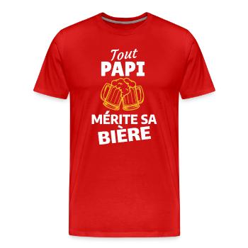 Humour and Friends: Festive Beer - Men's Premium Organic T-Shirt - red - Front - Damien (186cm)