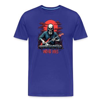 UNDEAD VIBES, Undead Skeleton with a Guitar - Men's Premium Organic T-Shirt - royal blue - Front - Damien (186cm)