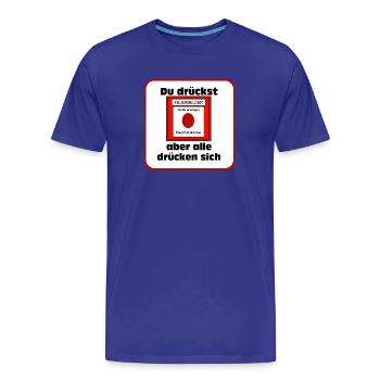 Pompiers volontaires , Chemise , Alarme incendie (25) - T-shirt bio Premium Homme - bleu roi - Devant - Damien (186cm)